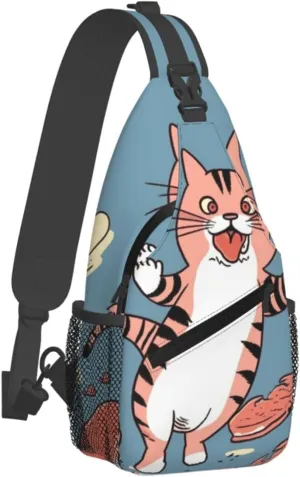 Sling Bag for Women Men Crossbody Shoulder Bag Cat grabbing meat Chest Bag Small Sling Backpack Daypack Fanny Packs