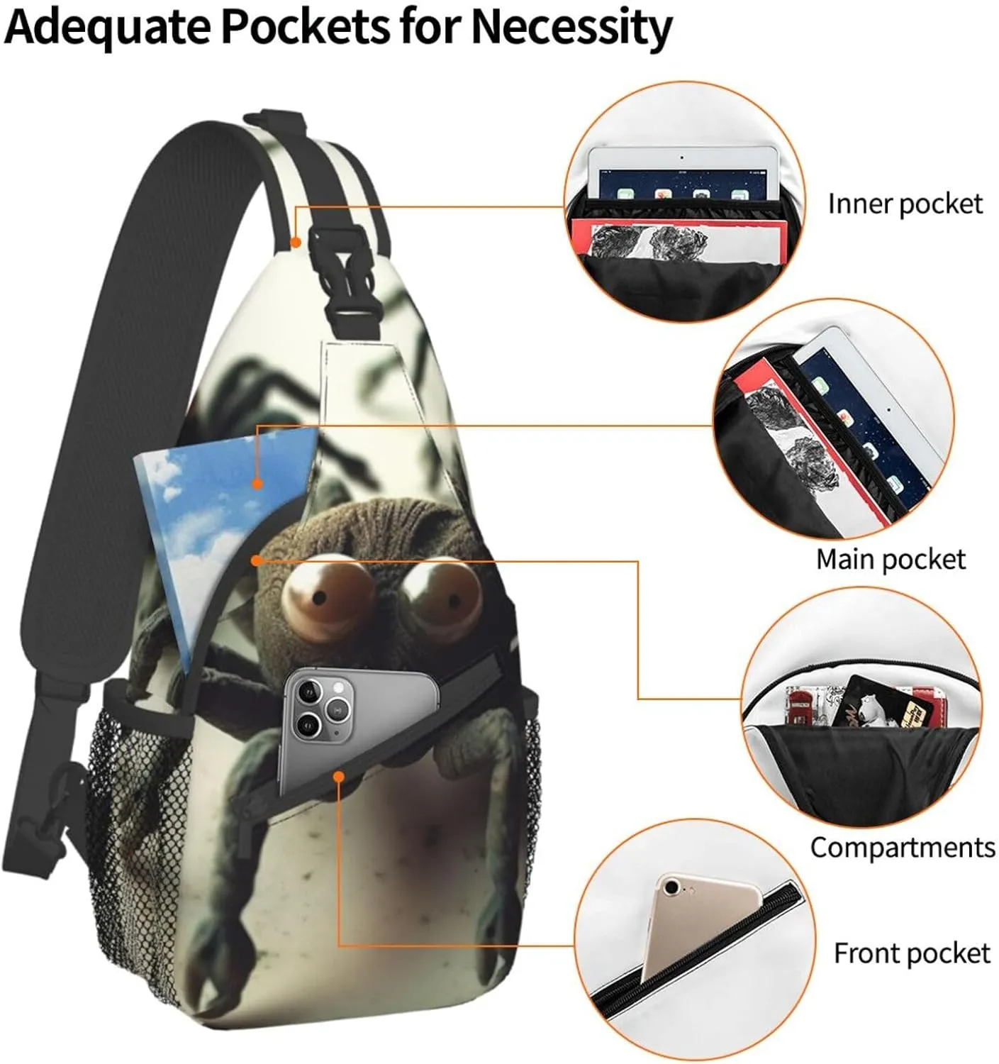 Sling Bag for Women Men Funny Spider Cross Chest Bag Diagonally Casual Fashion Travel Hiking Daypack