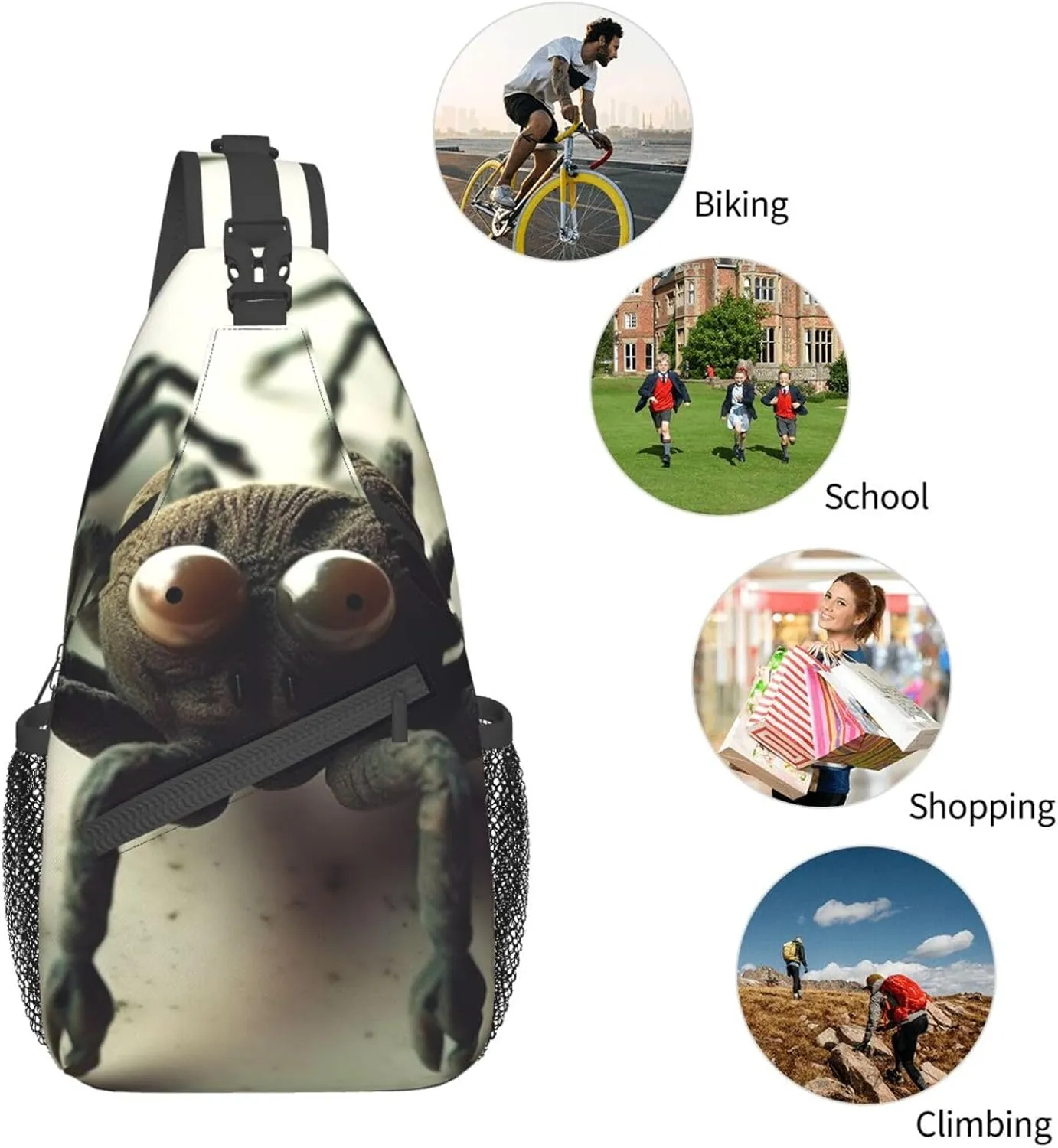 Sling Bag for Women Men Funny Spider Cross Chest Bag Diagonally Casual Fashion Travel Hiking Daypack