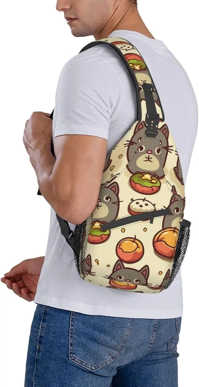 Sling Bag for Women Men Greedy cat Cross Chest Bag Diagonally Casual Fashion Travel Hiking Daypack