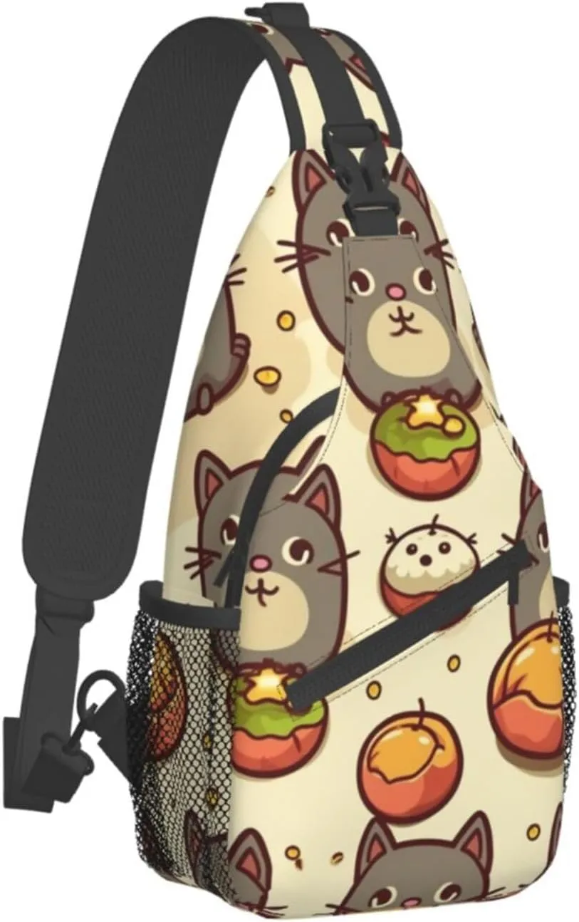 Sling Bag for Women Men Greedy cat Cross Chest Bag Diagonally Casual Fashion Travel Hiking Daypack