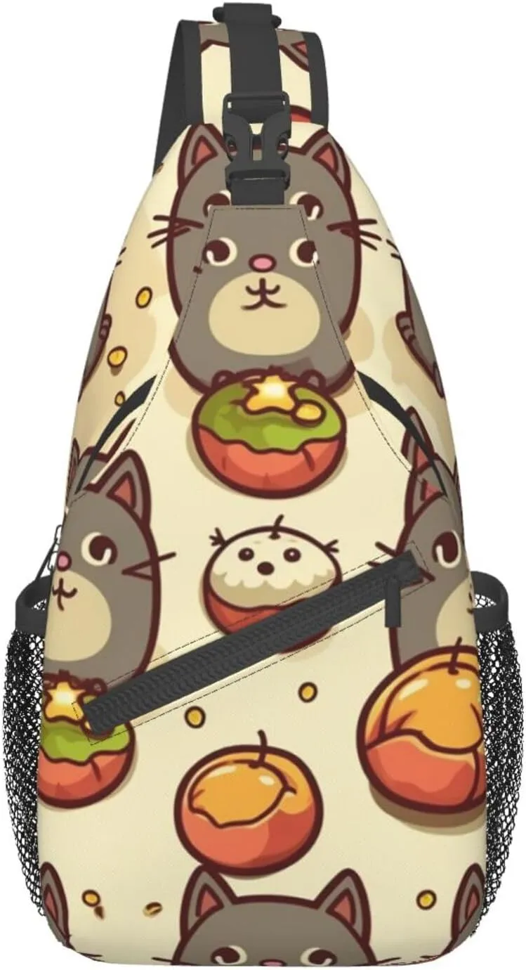 Sling Bag for Women Men Greedy cat Cross Chest Bag Diagonally Casual Fashion Travel Hiking Daypack