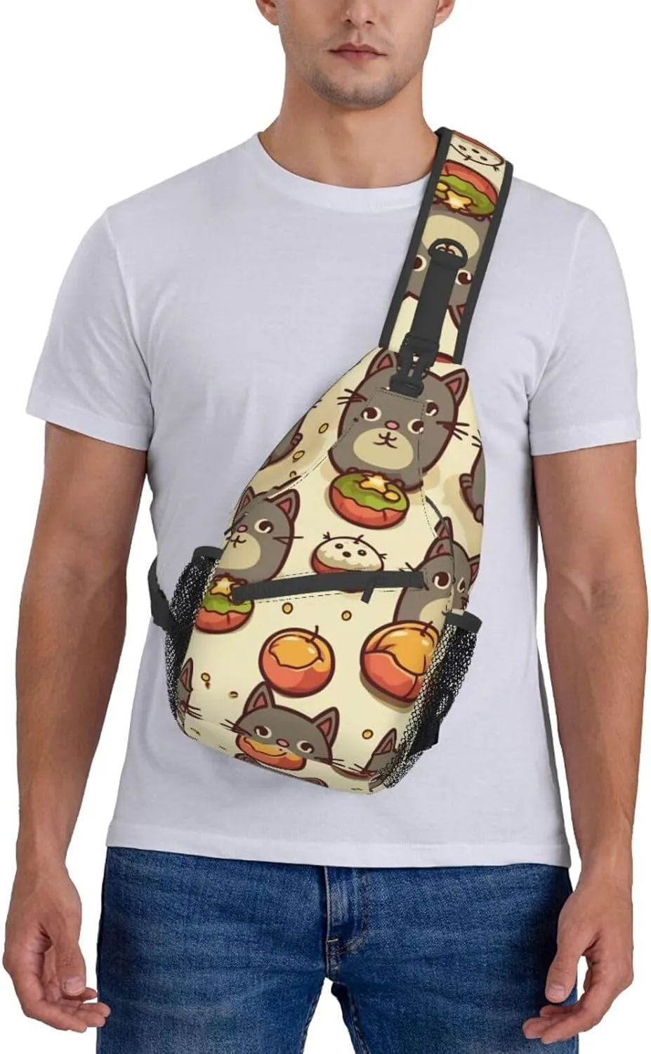 Sling Bag for Women Men Greedy cat Cross Chest Bag Diagonally Casual Fashion Travel Hiking Daypack