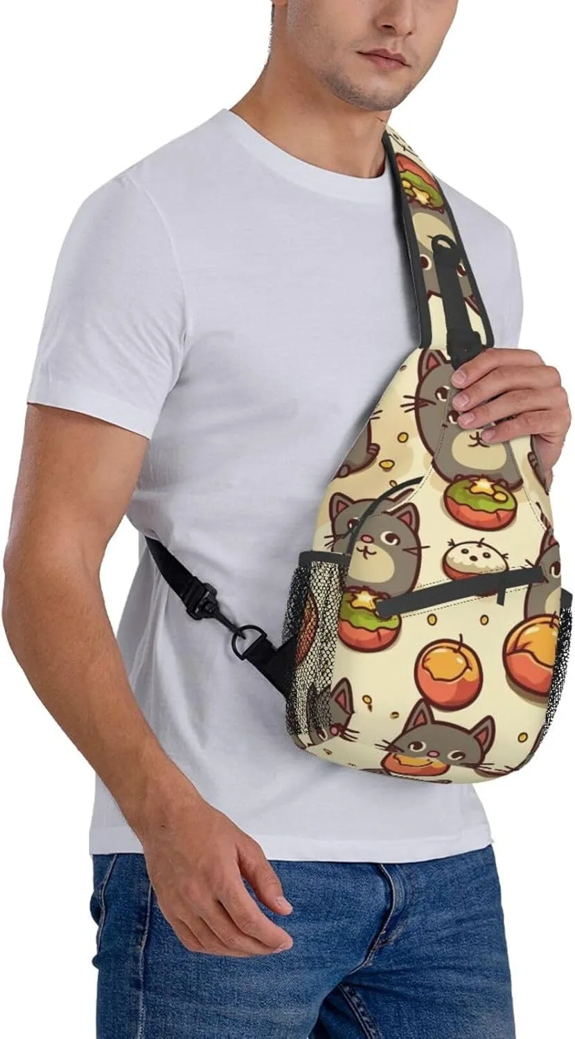 Sling Bag for Women Men Greedy cat Cross Chest Bag Diagonally Casual Fashion Travel Hiking Daypack