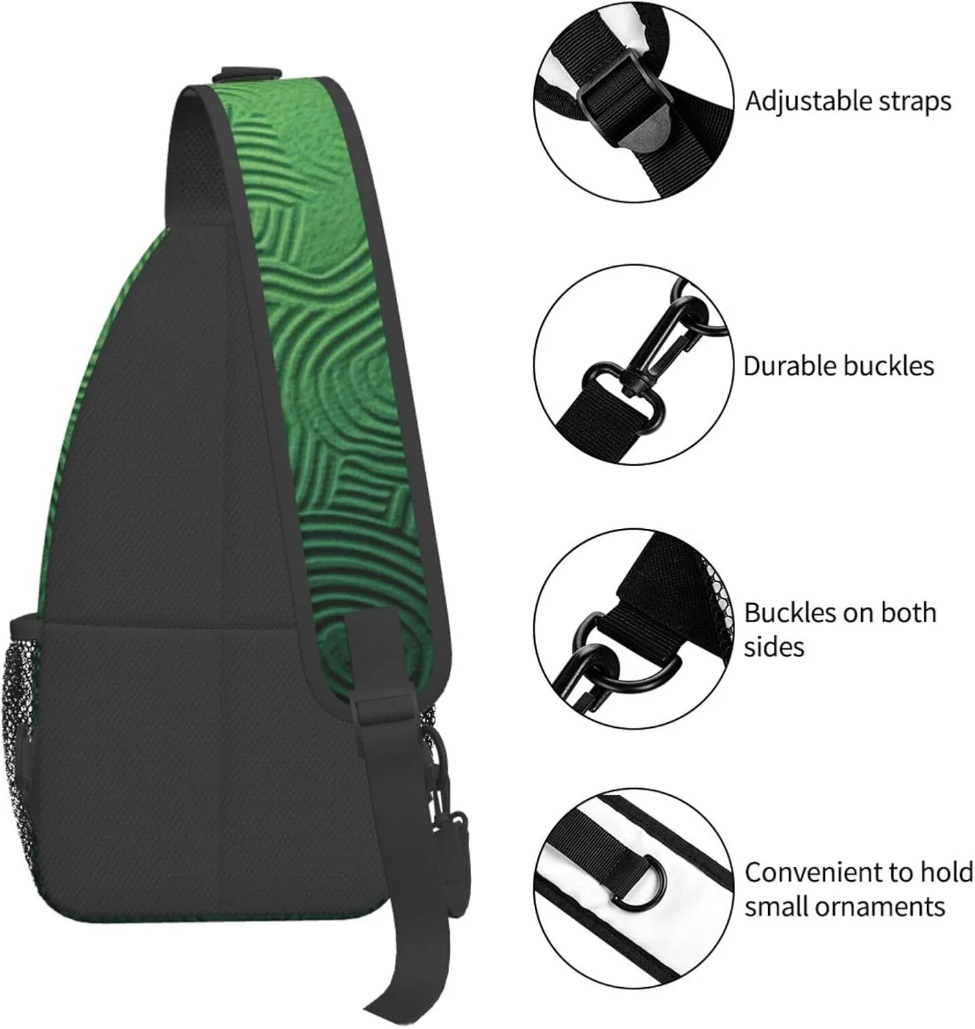 Sling Bag for Women Men Green Curve Texture Cross Chest Bag Diagonally Casual Fashion Travel Hiking Daypack