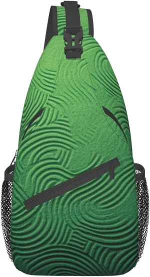 Sling Bag for Women Men Green Curve Texture Cross Chest Bag Diagonally Casual Fashion Travel Hiking Daypack