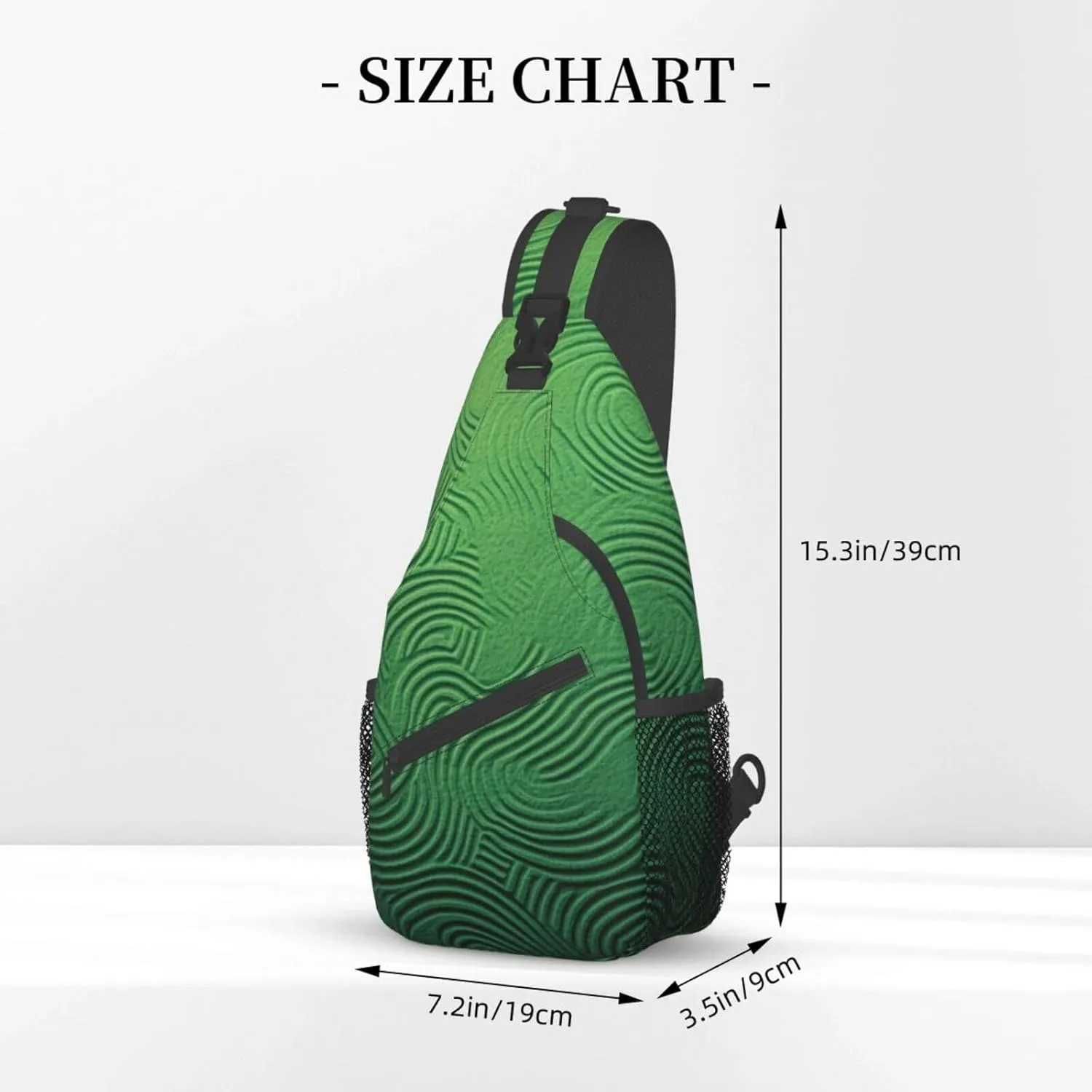 Sling Bag for Women Men Green Curve Texture Cross Chest Bag Diagonally Casual Fashion Travel Hiking Daypack