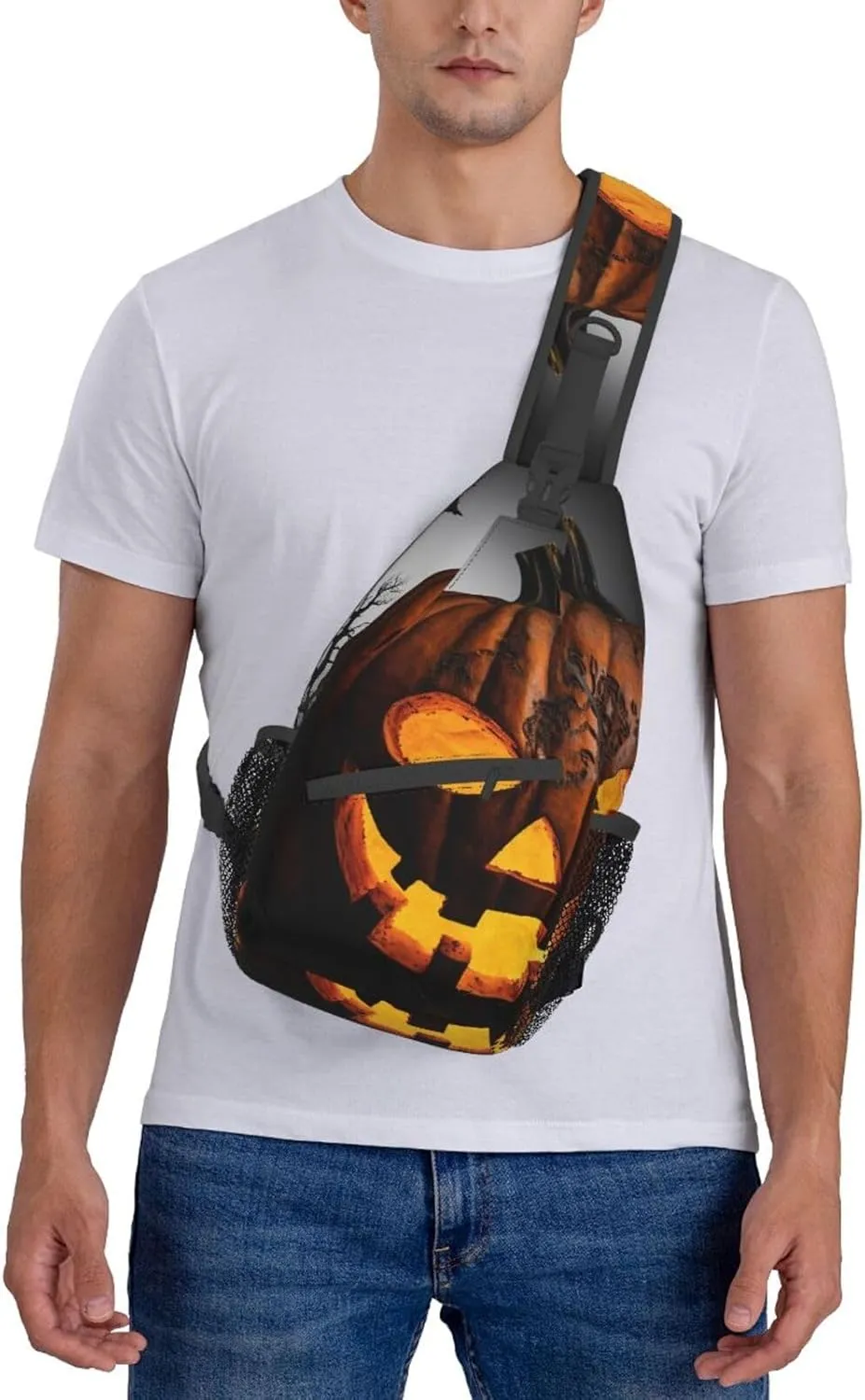 Sling Bag for Women Men Halloween pumpkin Cross Chest Bag Diagonally Casual Fashion Travel Hiking Daypack