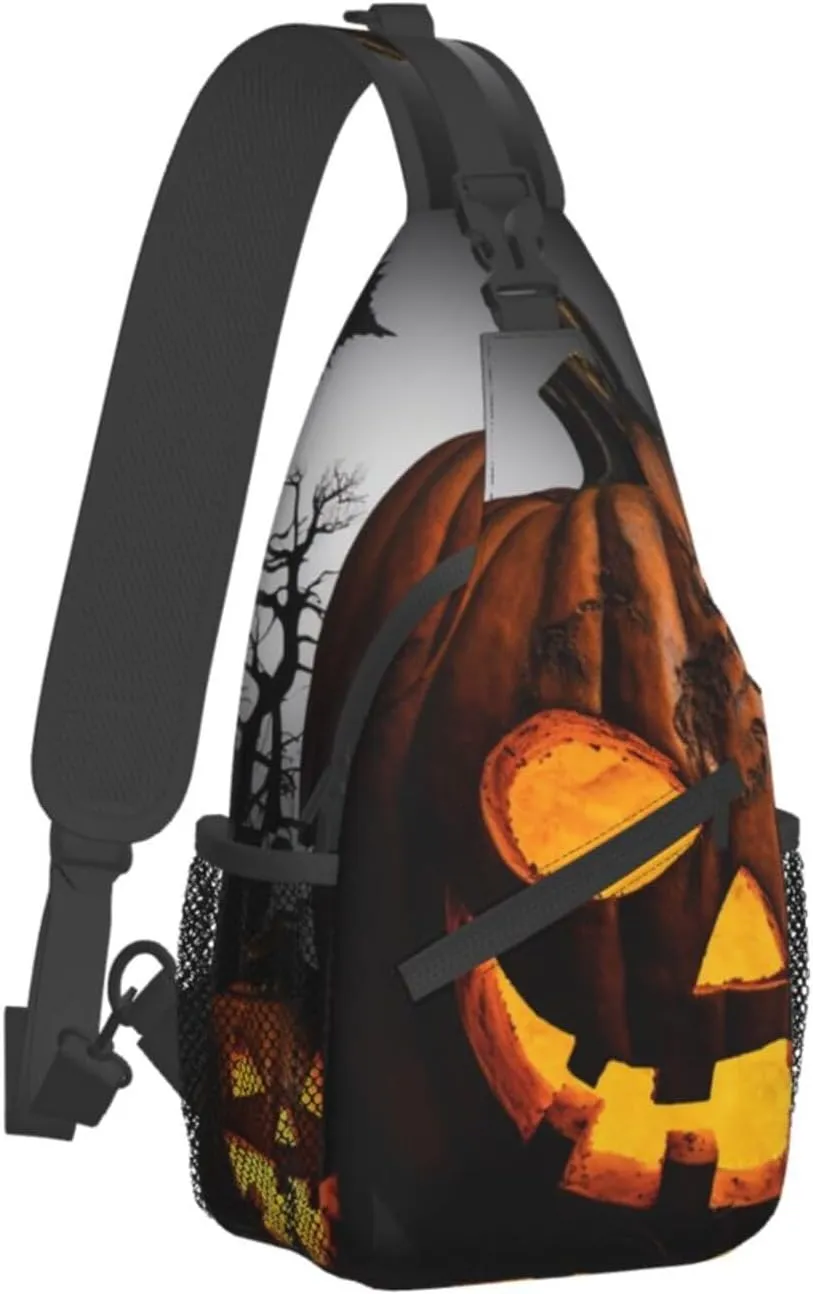 Sling Bag for Women Men Halloween pumpkin Cross Chest Bag Diagonally Casual Fashion Travel Hiking Daypack
