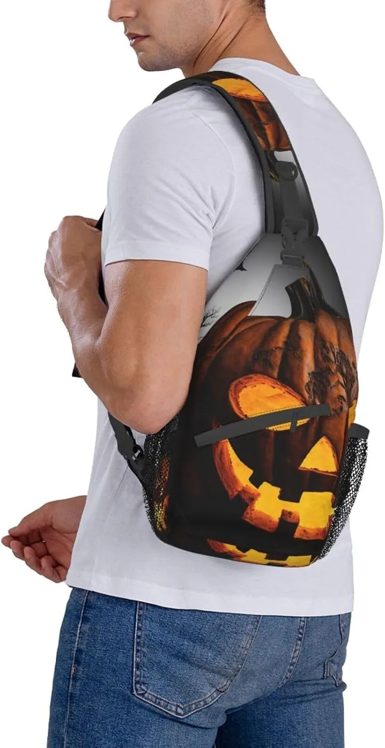 Sling Bag for Women Men Halloween pumpkin Cross Chest Bag Diagonally Casual Fashion Travel Hiking Daypack