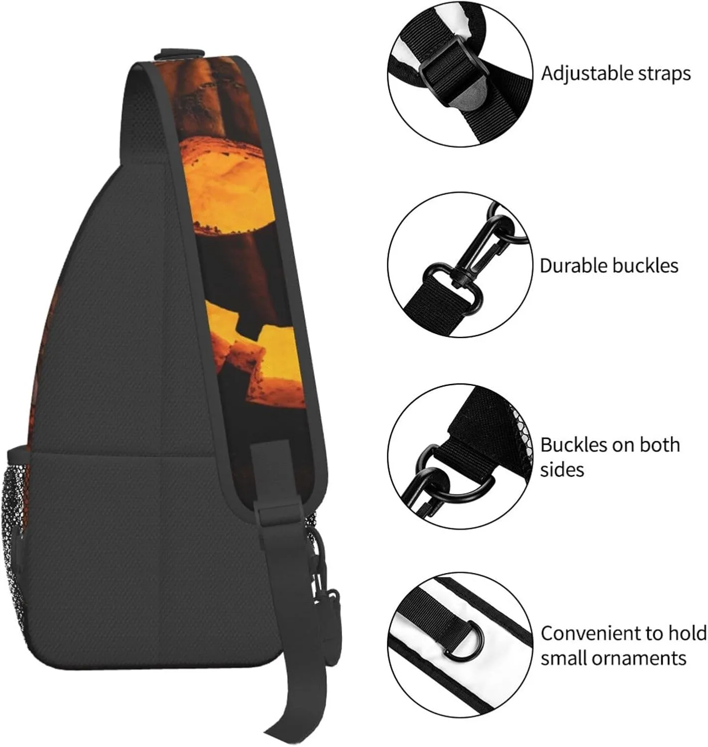 Sling Bag for Women Men Halloween pumpkin Cross Chest Bag Diagonally Casual Fashion Travel Hiking Daypack