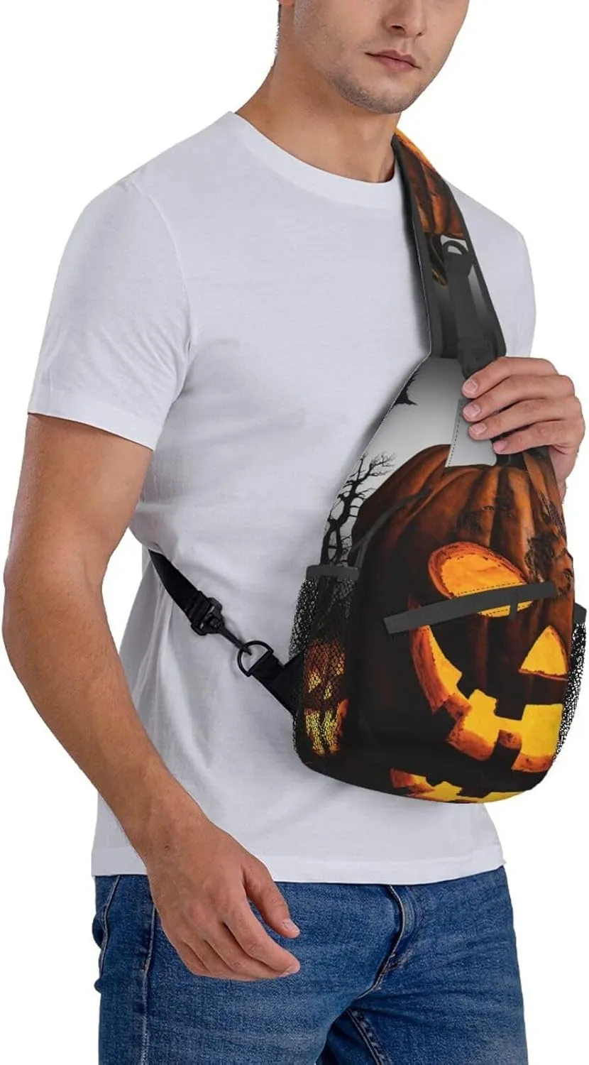 Sling Bag for Women Men Halloween pumpkin Cross Chest Bag Diagonally Casual Fashion Travel Hiking Daypack