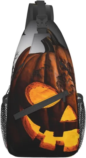Sling Bag for Women Men Halloween pumpkin Cross Chest Bag Diagonally Casual Fashion Travel Hiking Daypack
