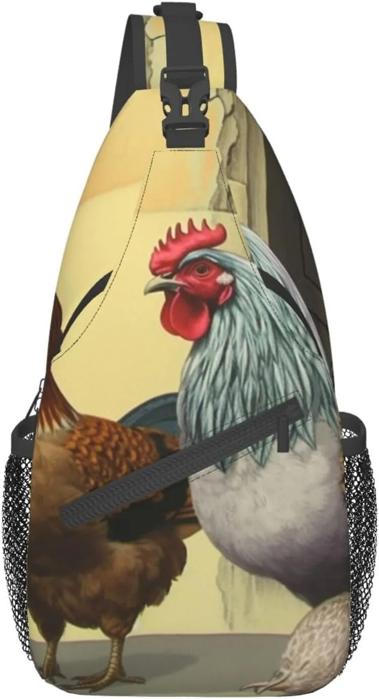 Sling Bag for Women Men Italian Chickens Cross Chest Bag Diagonally Casual Fashion Travel Hiking Daypack