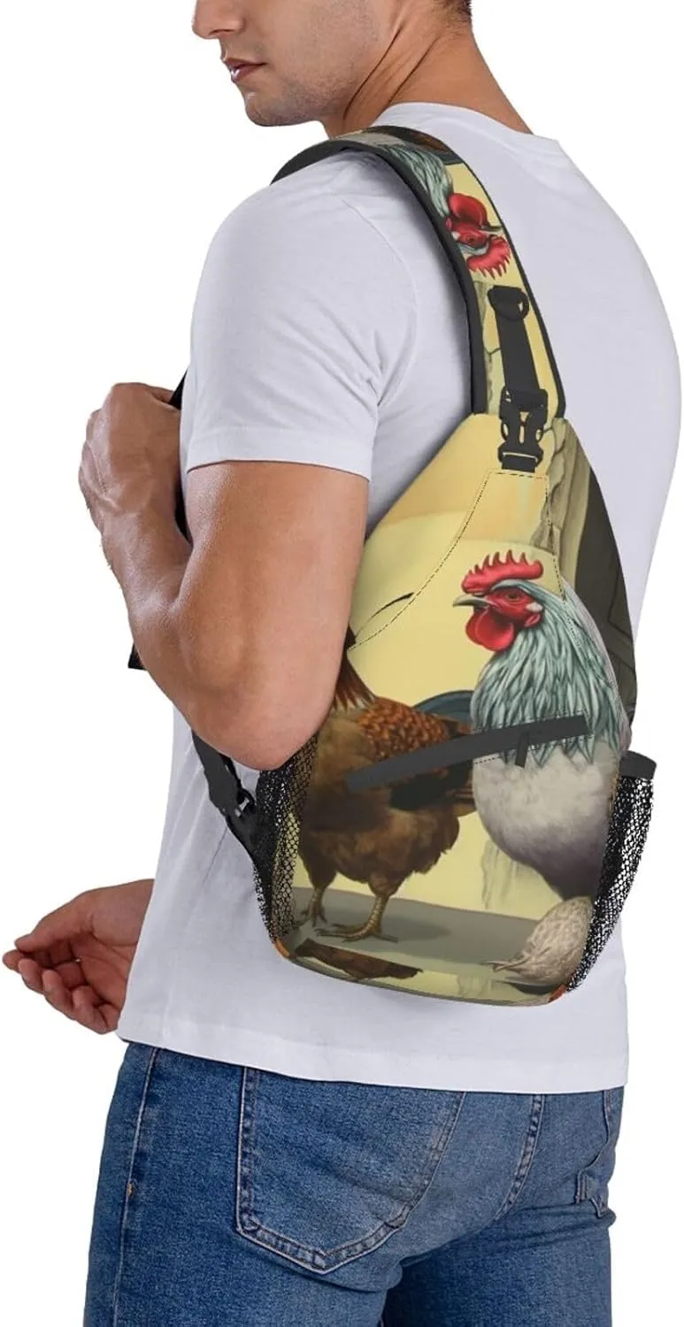 Sling Bag for Women Men Italian Chickens Cross Chest Bag Diagonally Casual Fashion Travel Hiking Daypack