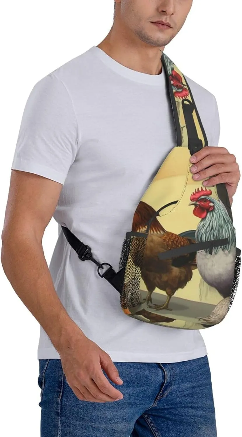 Sling Bag for Women Men Italian Chickens Cross Chest Bag Diagonally Casual Fashion Travel Hiking Daypack
