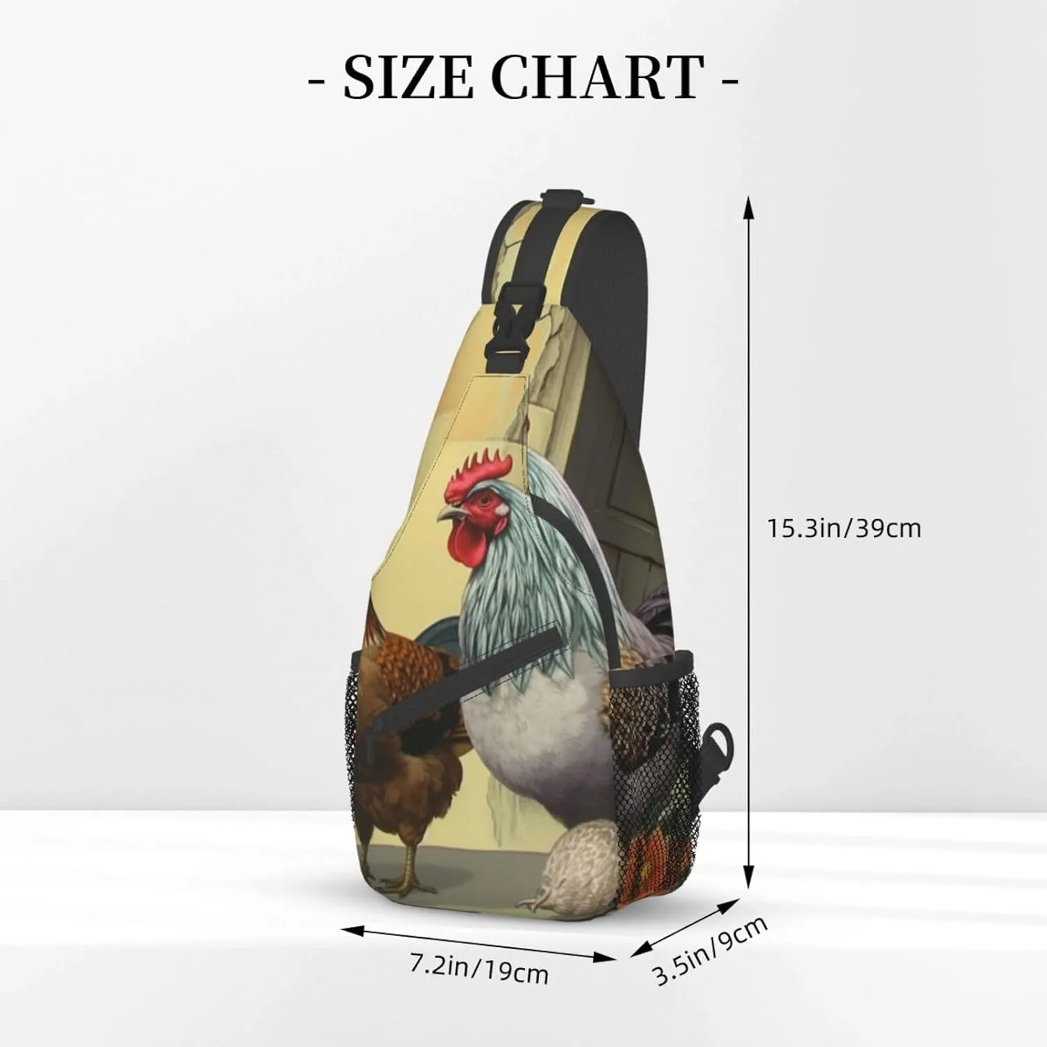 Sling Bag for Women Men Italian Chickens Cross Chest Bag Diagonally Casual Fashion Travel Hiking Daypack