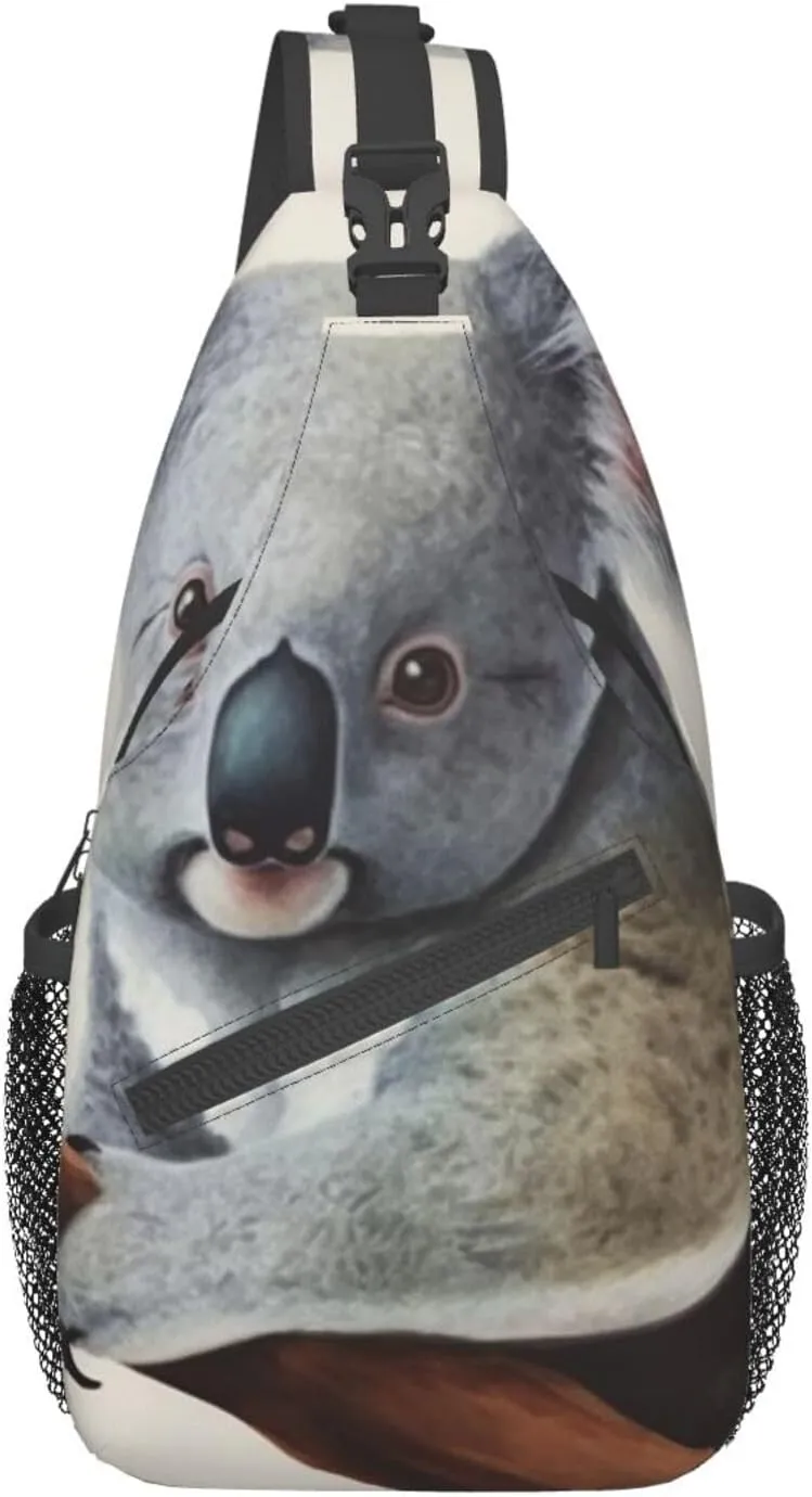Sling Bag for Women Men Koala and Butterfly Cross Chest Bag Diagonally Casual Fashion Travel Hiking Daypack