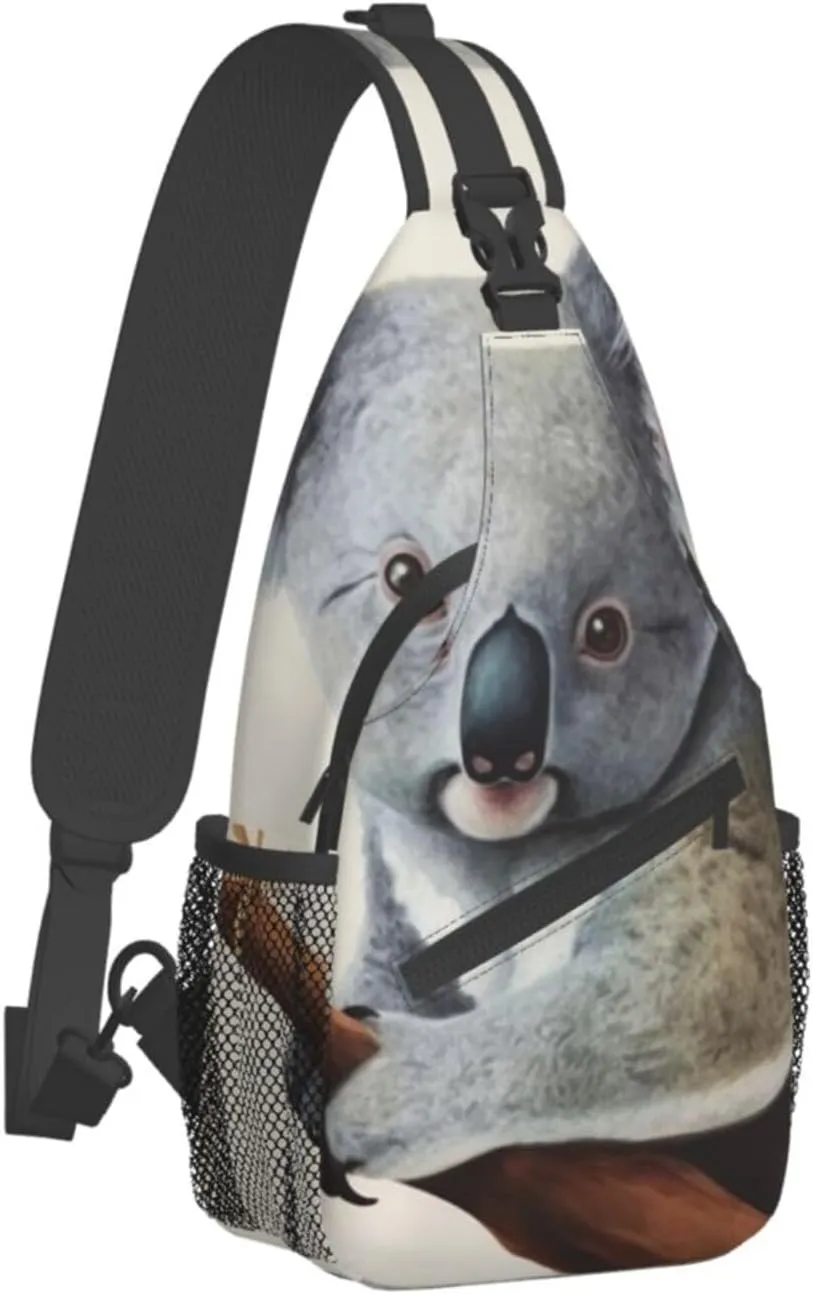 Sling Bag for Women Men Koala and Butterfly Cross Chest Bag Diagonally Casual Fashion Travel Hiking Daypack