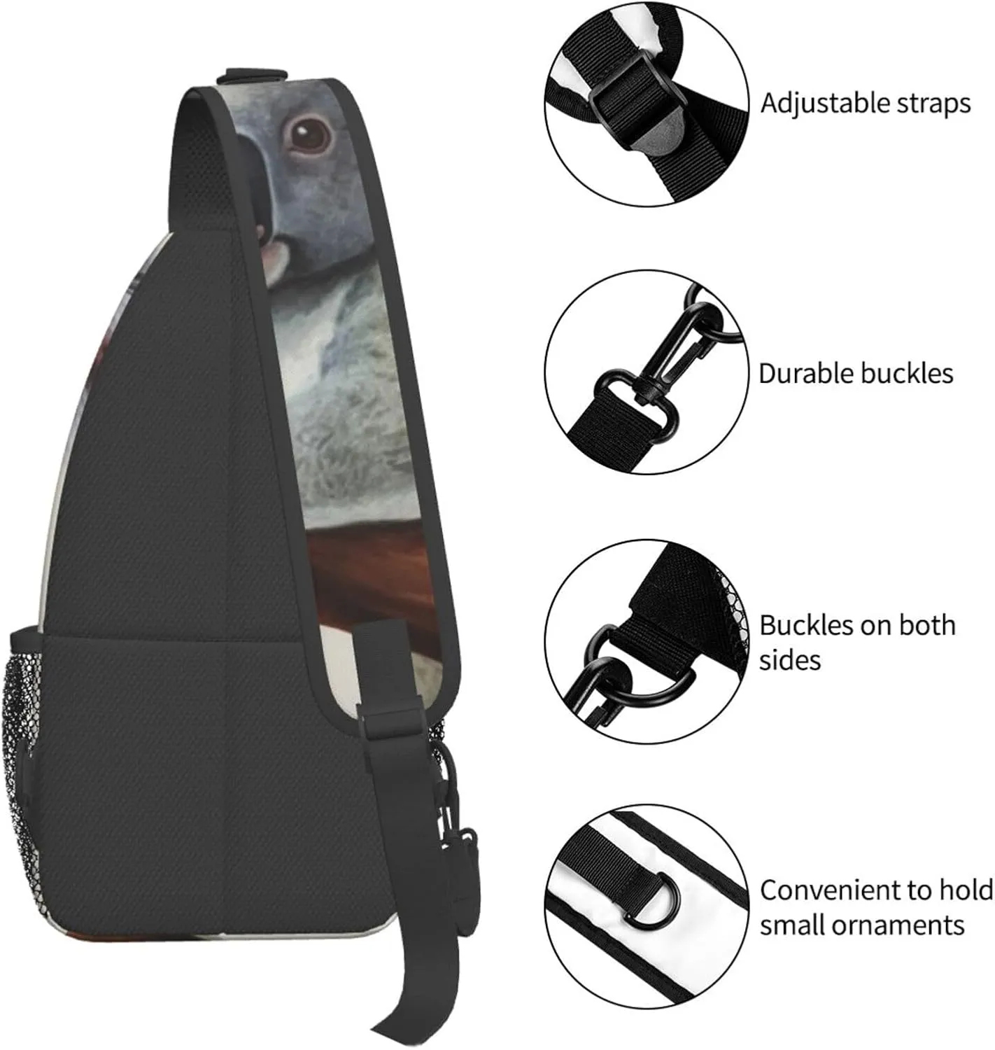 Sling Bag for Women Men Koala and Butterfly Cross Chest Bag Diagonally Casual Fashion Travel Hiking Daypack