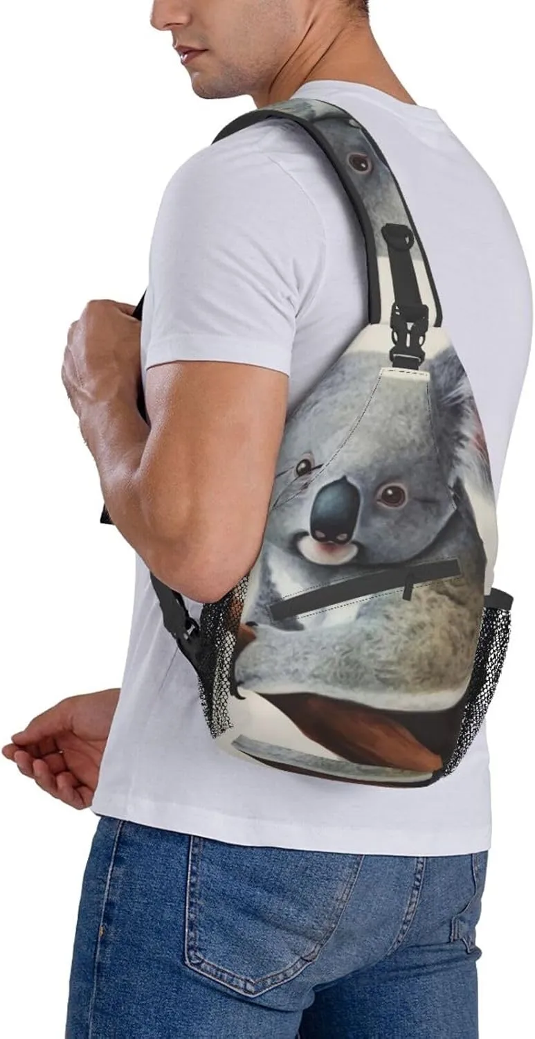 Sling Bag for Women Men Koala and Butterfly Cross Chest Bag Diagonally Casual Fashion Travel Hiking Daypack