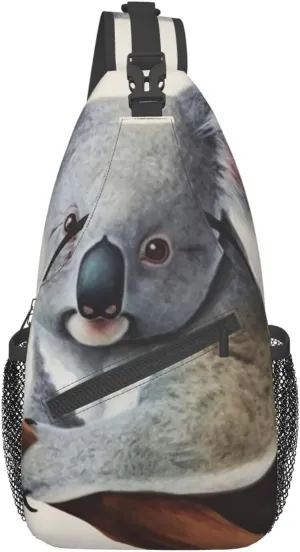 Sling Bag for Women Men Koala and Butterfly Cross Chest Bag Diagonally Casual Fashion Travel Hiking Daypack