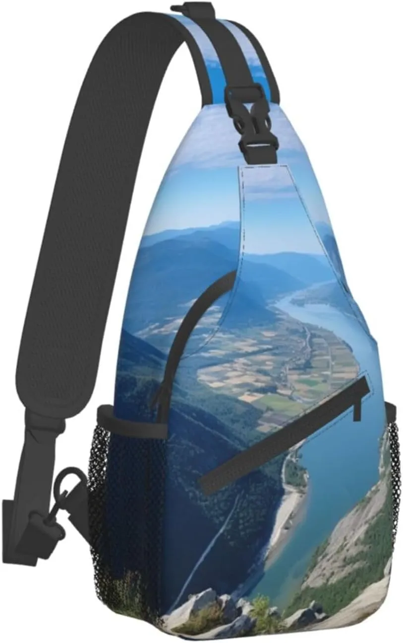 Sling Bag for Women Men Mountain and River Cross Chest Bag Diagonally Casual Fashion Travel Hiking Daypack