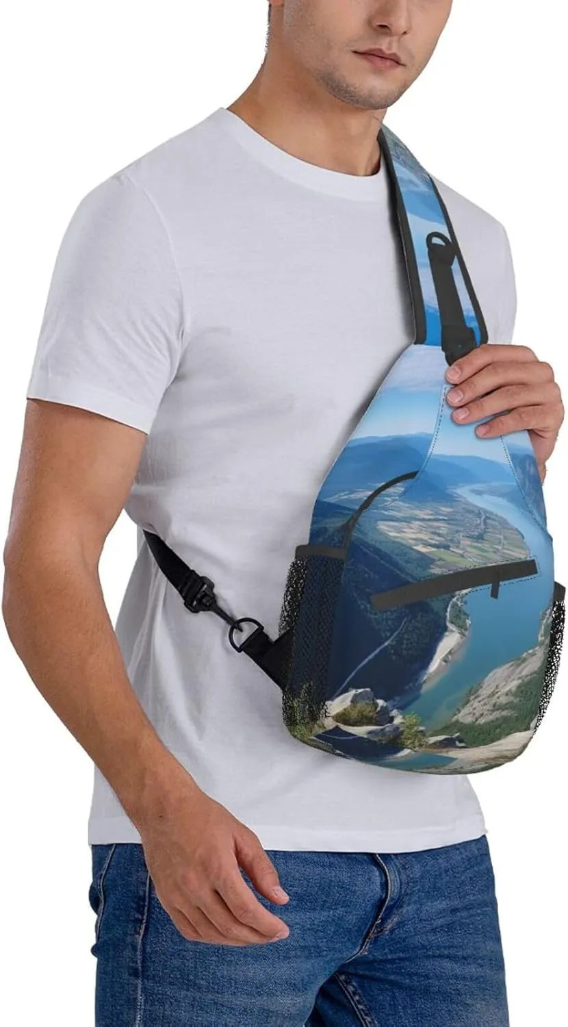 Sling Bag for Women Men Mountain and River Cross Chest Bag Diagonally Casual Fashion Travel Hiking Daypack