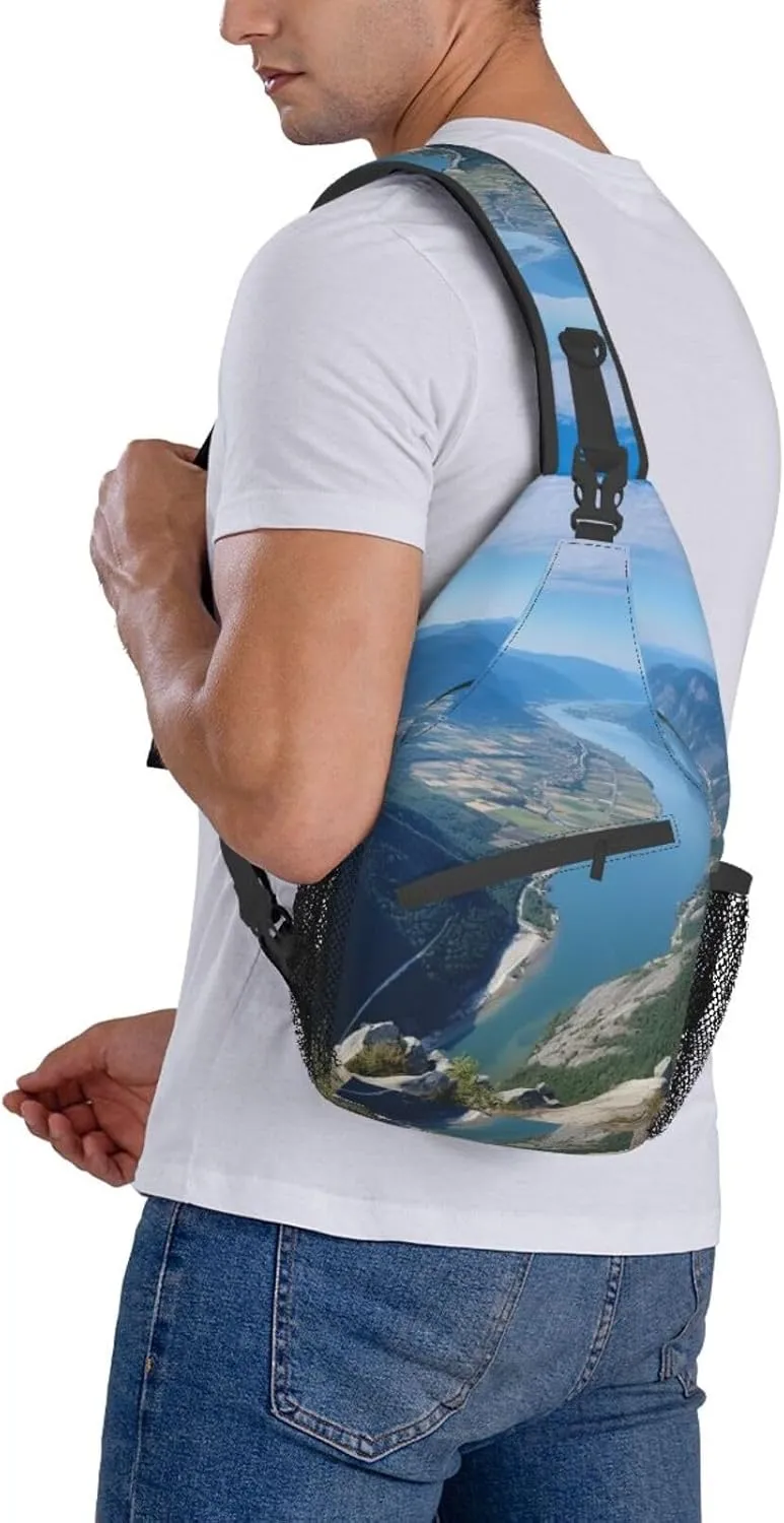 Sling Bag for Women Men Mountain and River Cross Chest Bag Diagonally Casual Fashion Travel Hiking Daypack