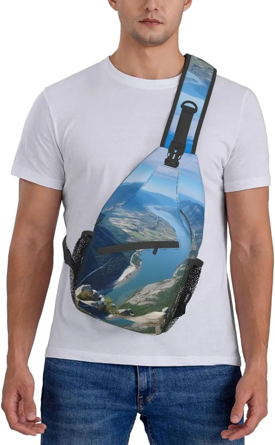 Sling Bag for Women Men Mountain and River Cross Chest Bag Diagonally Casual Fashion Travel Hiking Daypack