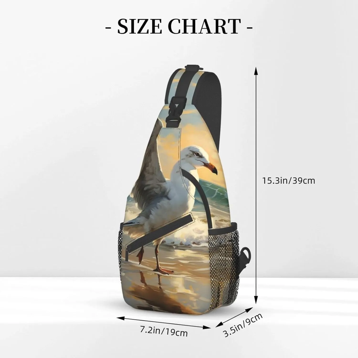 Sling Bag for Women Men Painting of a seagull Cross Chest Bag Diagonally Casual Fashion Travel Hiking Daypack