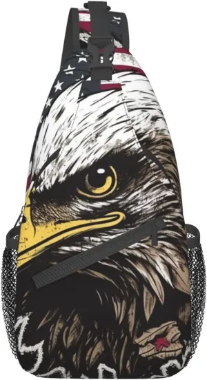 Sling Bag for Women Men US Army Cool American Flag Eagle Cross Chest Bag Diagonally Casual Fashion Travel Hiking Daypack