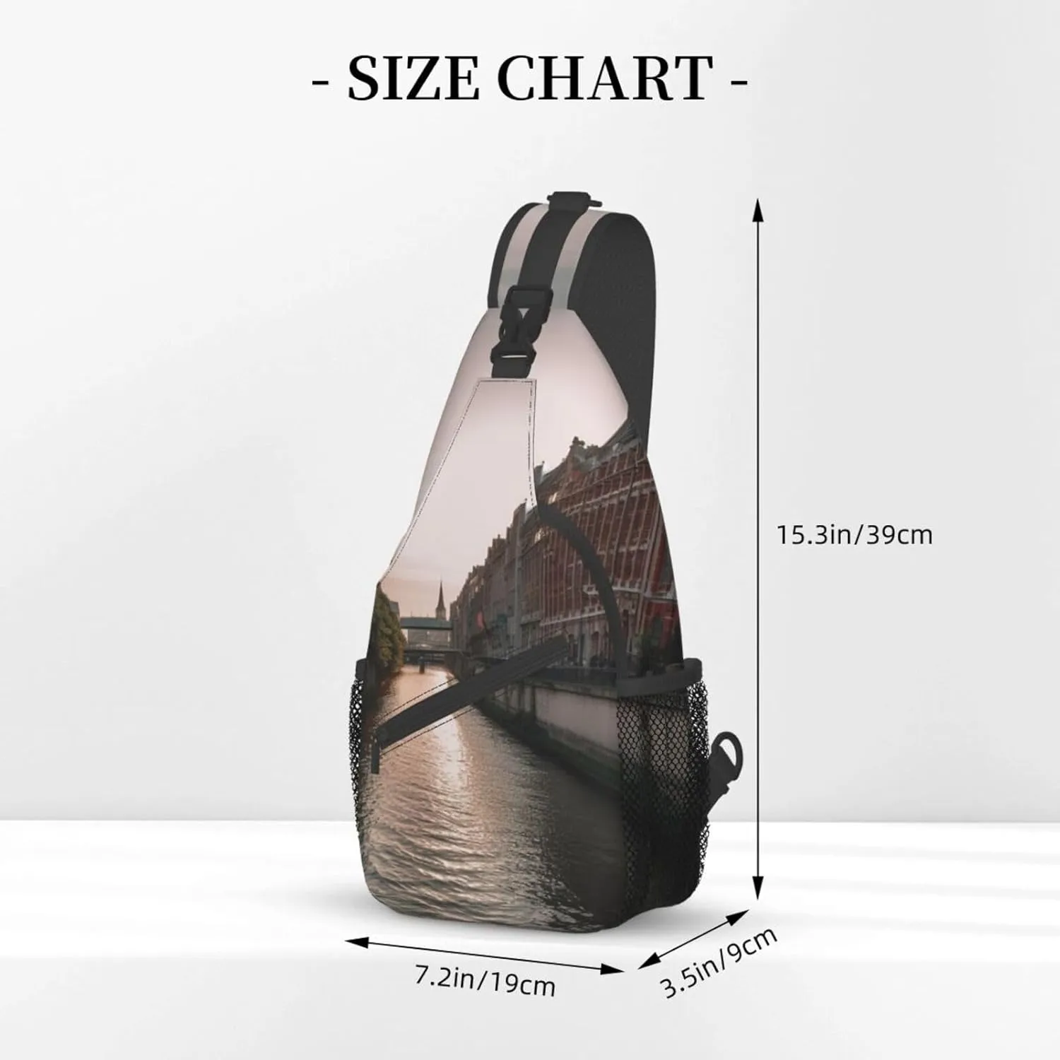 Sling Bag for Women Men Water Canal Buildings Cross Chest Bag Diagonally Casual Fashion Travel Hiking Daypack