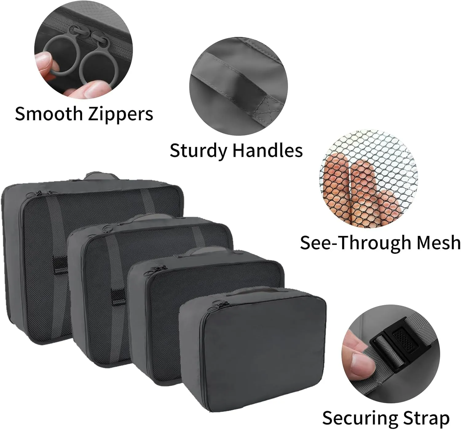 SLMT 10 Set Packing Cubes for Suitcases, Luggage Organizer Bags for Carry On, Travel Bags Organizer for Luggage, Must Have Travel Essentials for Women and Men (Black)