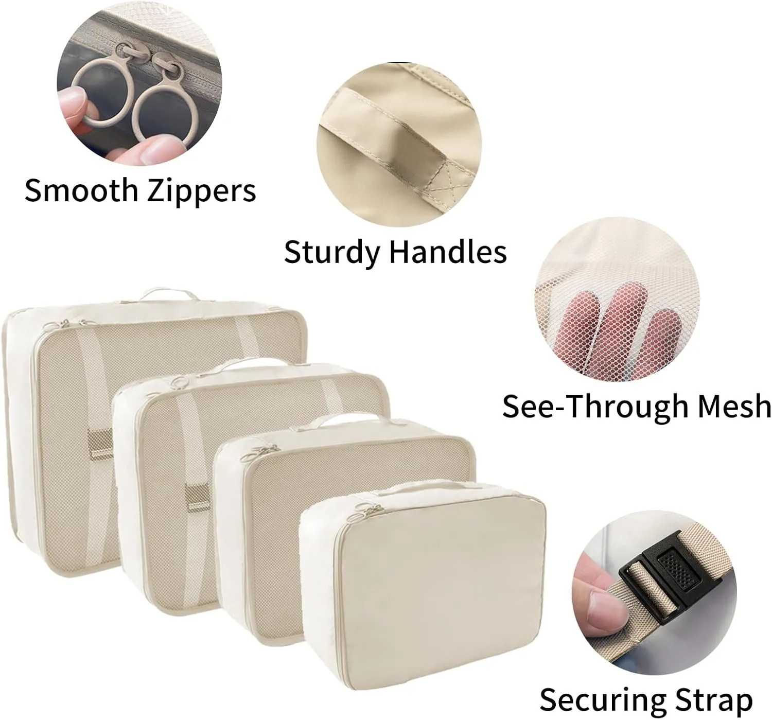 SLMT Travel Organizer 10 Set, Suitcase Organizer Bags Set, Travel Cubes for Packing, Luggage Organizers for Suitcase, Carry On Travel Organizer Bags (Beige)