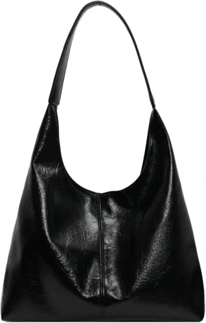 Slouchy Bags Women Commuter PU Leather Tote Bag 2025 Soft Shine Shoulder Bag with Zip Pouch Versatile Purse
