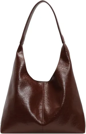 Slouchy Bags Women Commuter PU Leather Tote Bag 2025 Soft Shine Shoulder Bag with Zip Pouch Versatile Purse
