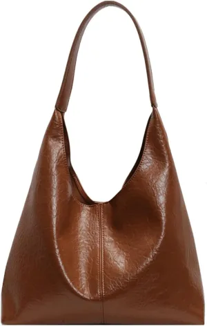 Slouchy Bags Women Commuter PU Leather Tote Bag 2025 Soft Shine Shoulder Bag with Zip Pouch Versatile Purse