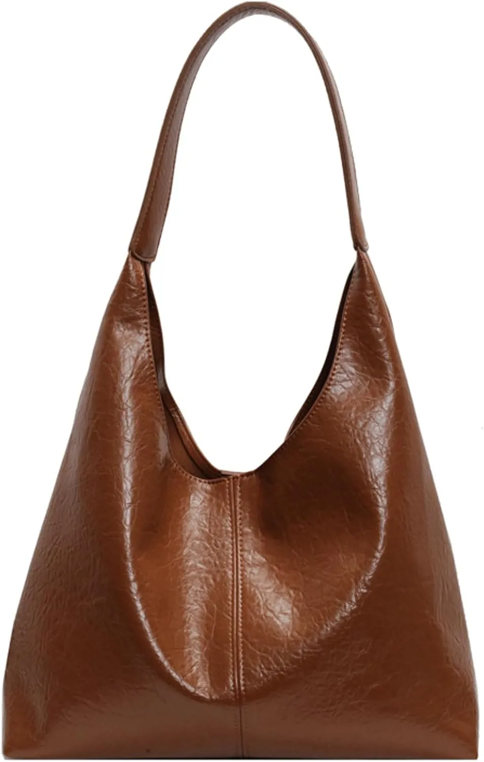 Slouchy Bags Women Commuter PU Leather Tote Bag 2025 Soft Shine Shoulder Bag with Zip Pouch Versatile Purse