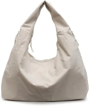 Slouchy Hobo Bag for Women Nylon Tote Bag with Multipockets Solid Color Draped Hobo Bag Large Shoulder Bag