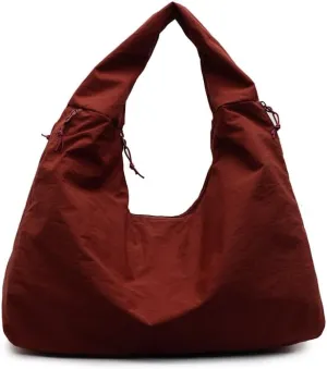 Slouchy Hobo Bag for Women Nylon Tote Bag with Multipockets Solid Color Draped Hobo Bag Large Shoulder Bag