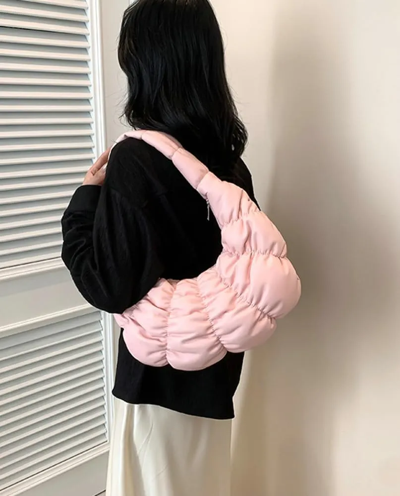 Slouchy Hobo Bags for Women Quilted Shoulder Bags for Women Lightweight Cloud Bag Retro Carryall Bag Handbags 2024