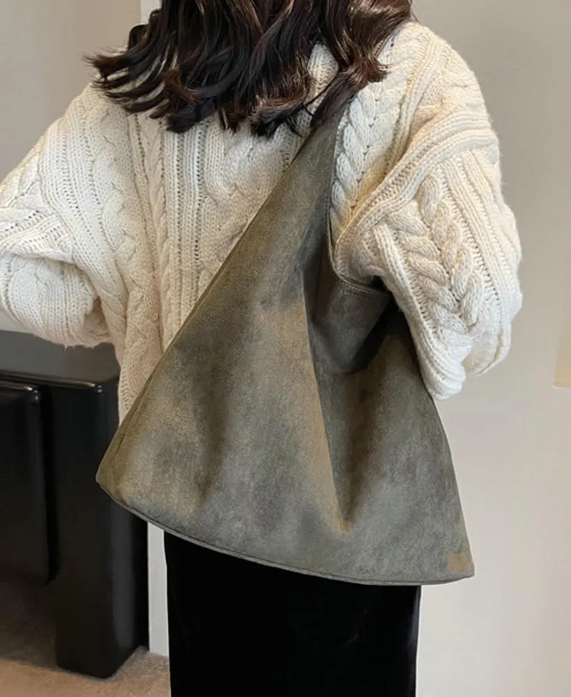 Slouchy Suede Shoulder Bags for Women Large Tote Purse Retro Soft Handbag Casual Work Ladies Top Handle Satchel 2pcs
