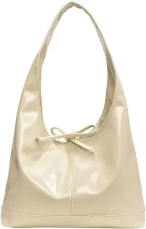 Slouchy Tote Bags For Women Soft Leather Handbag Retro Red Shoulder Bag Y2K Underarm Purse With Bow Casual Work Handbag