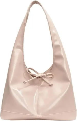 Slouchy Tote Bags For Women Soft Leather Handbag Retro Red Shoulder Bag Y2K Underarm Purse With Bow Casual Work Handbag