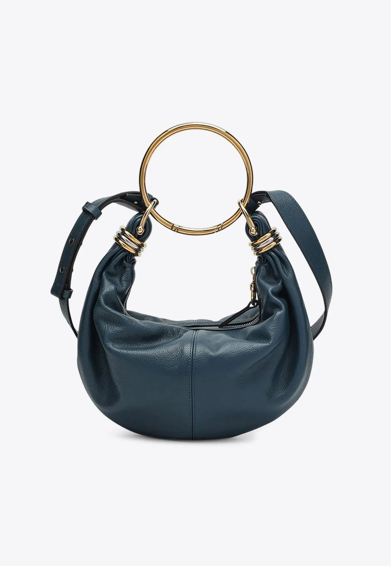 Small Bracelet Grained Leather Hobo Bag