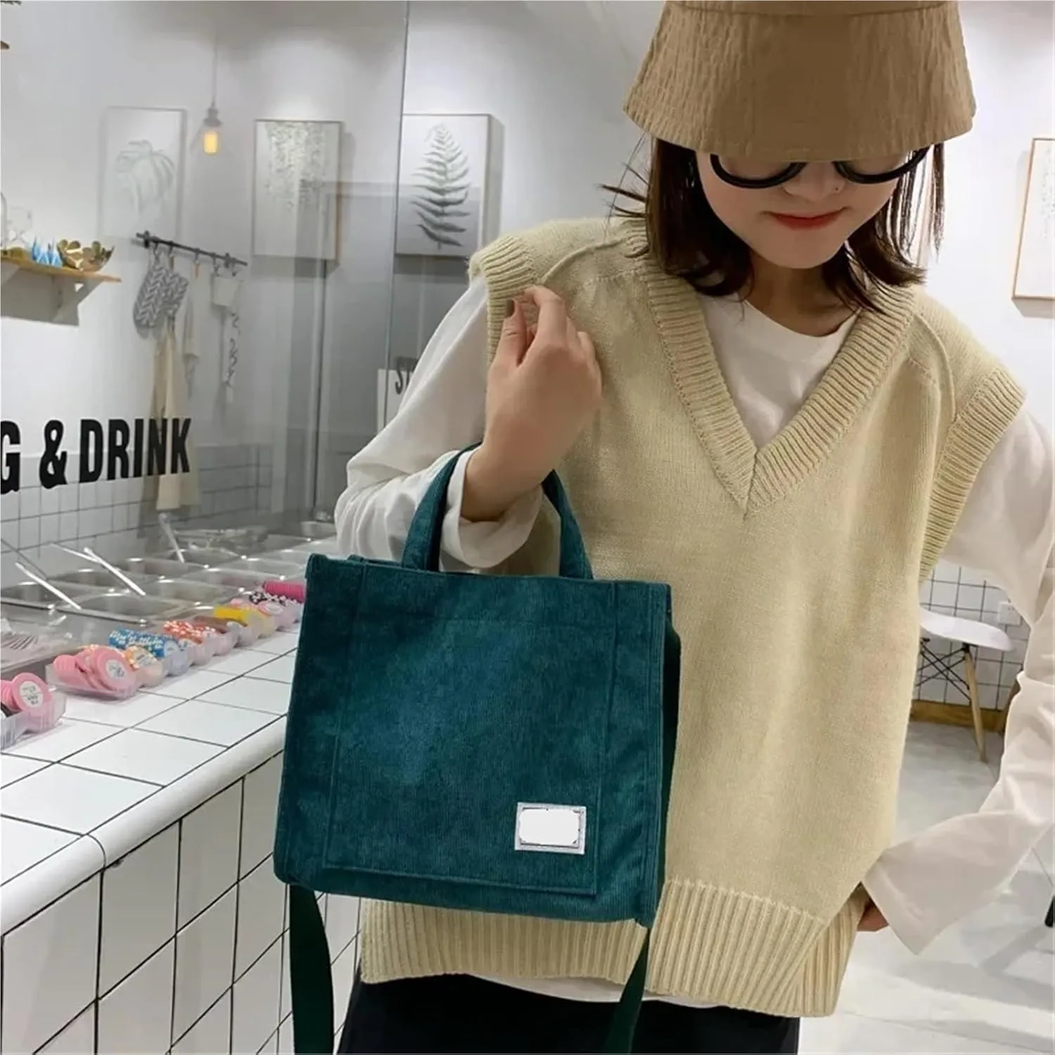 Small Cotton Canvas Handbag Casual Tote Female Eco Crossbody Bag Vintage Messenger Bags