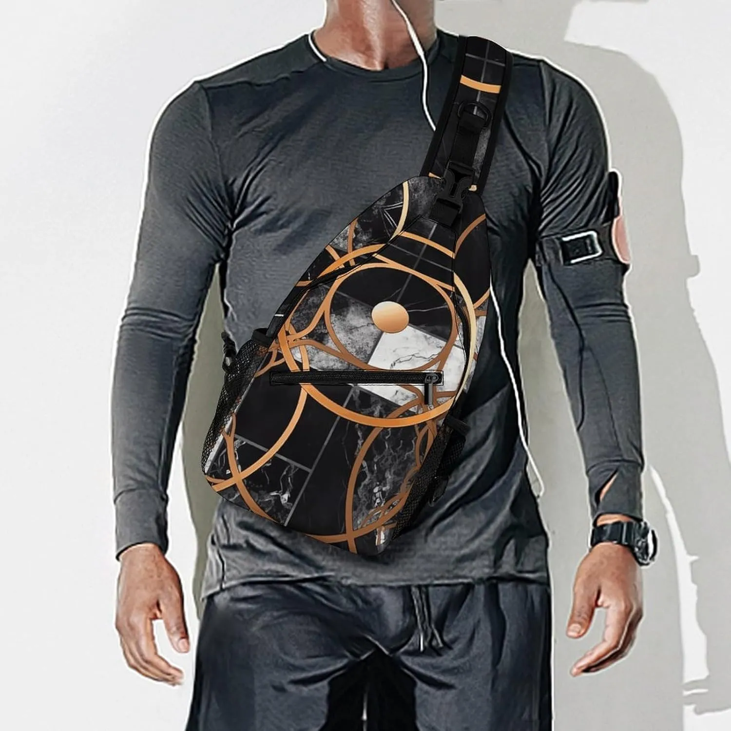 Small Crossbody Sling Backpack Smooth Round Rock Chest Bags for Traveling Chest Fashion Shoulder Bag