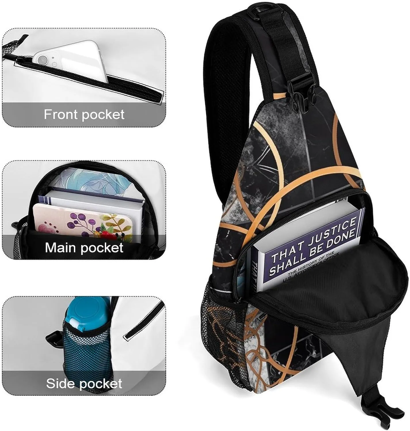 Small Crossbody Sling Backpack Smooth Round Rock Chest Bags for Traveling Chest Fashion Shoulder Bag