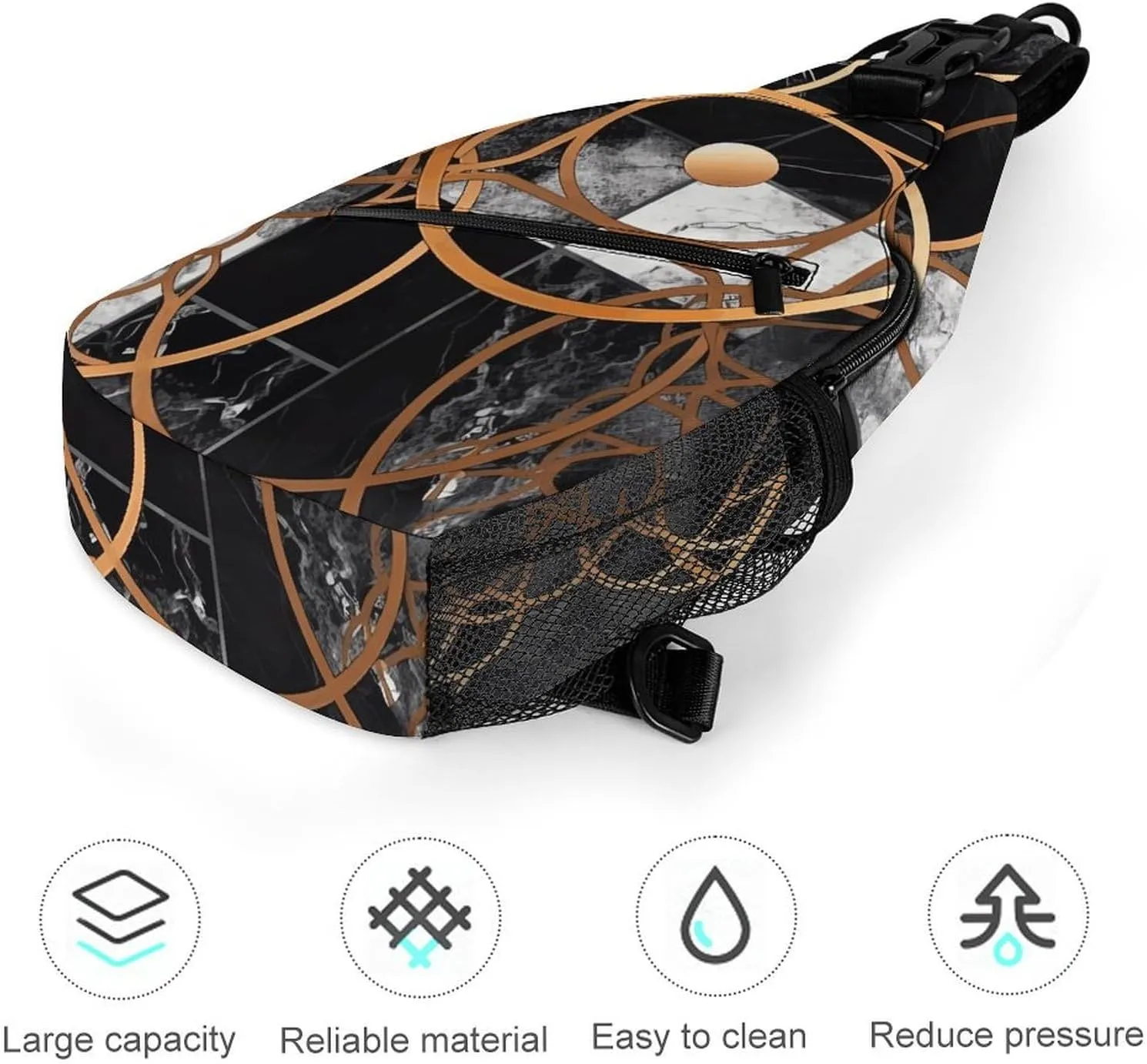 Small Crossbody Sling Backpack Smooth Round Rock Chest Bags for Traveling Chest Fashion Shoulder Bag